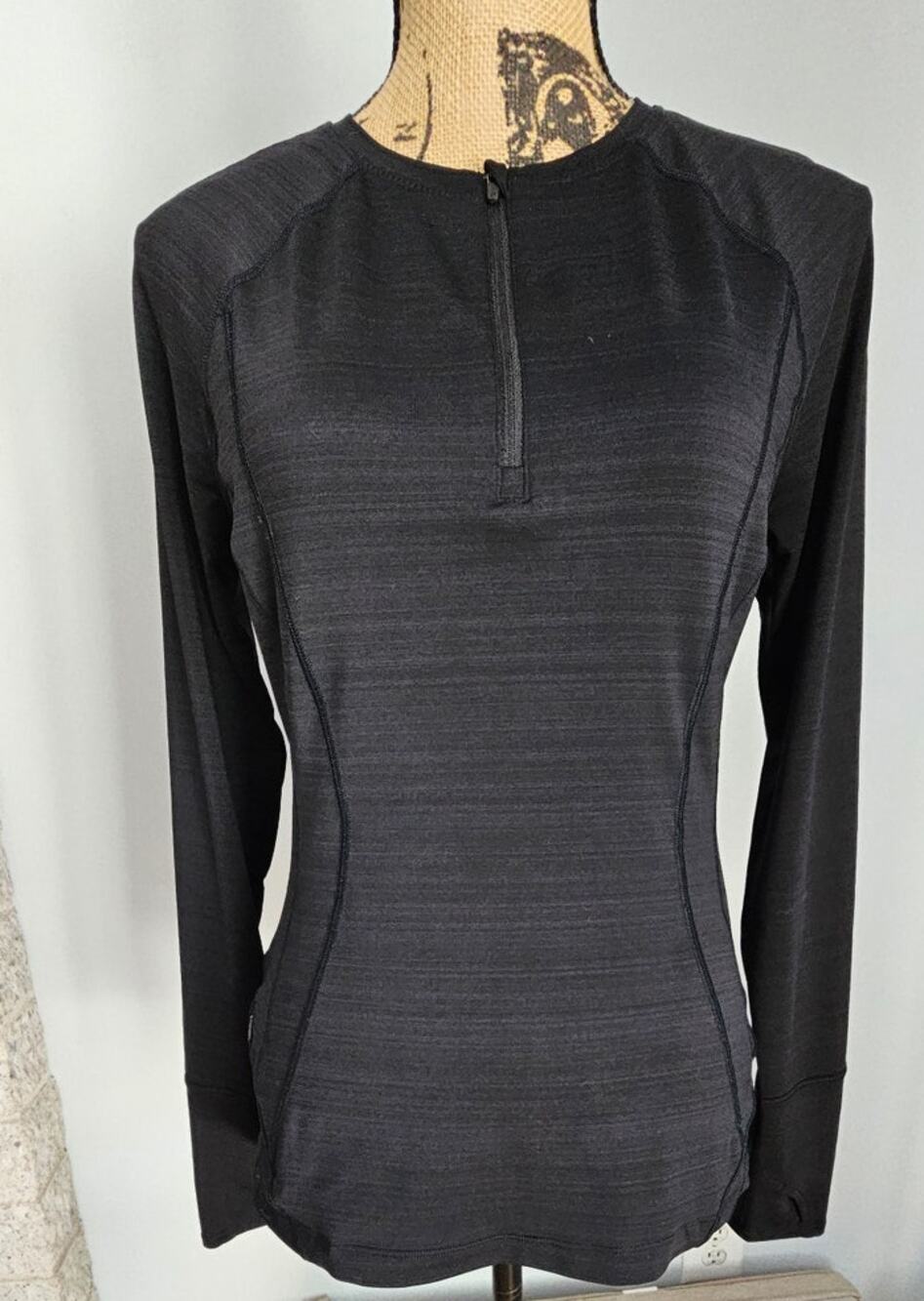 Athleta Candescent Half Zip Pullover Top, Black, New, Womens Sz S